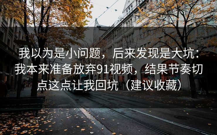 我以为是小问题，后来发现是大坑：我本来准备放弃91视频，结果节奏切点这点让我回坑（建议收藏）-第1张图片-17c最新入口 - 高清日韩影视大全