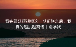 看完蘑菇短视频这一期断联之后，我真的越扒越离谱｜别学我