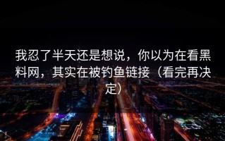 我忍了半天还是想说，你以为在看黑料网，其实在被钓鱼链接（看完再决定）