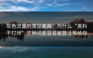 灰色流量的常见套路：为什么“黑料不打烊”这种词更容易被算法推给你