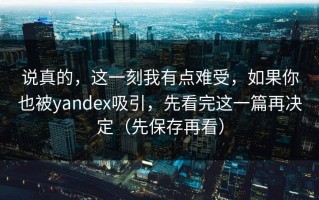 说真的，这一刻我有点难受，如果你也被yandex吸引，先看完这一篇再决定（先保存再看）