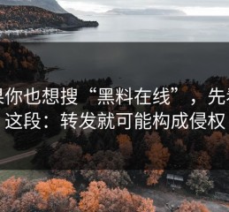 如果你也想搜“黑料在线”，先看完这段：转发就可能构成侵权