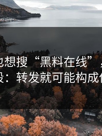 如果你也想搜“黑料在线”，先看完这段：转发就可能构成侵权